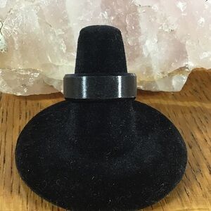 Brushed Stainless Steel Black Band Ring - Size 8